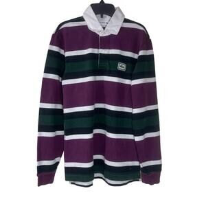 Lacoste Rugby Polo Shirt Mens Small Multi Bold Stripe Long Sleeve Preppy Retro